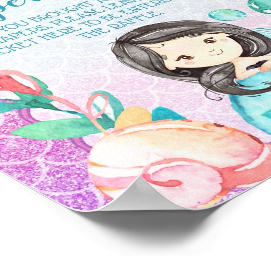 Paarse roze Baby shower van het meisje Diaper Raff Poster (Hoek)