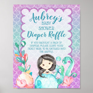Paarse roze Baby shower van het meisje Diaper Raff Poster