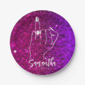 Paarse roze bachelorette | Bridal Partij Papieren Bordje (Voorkant)