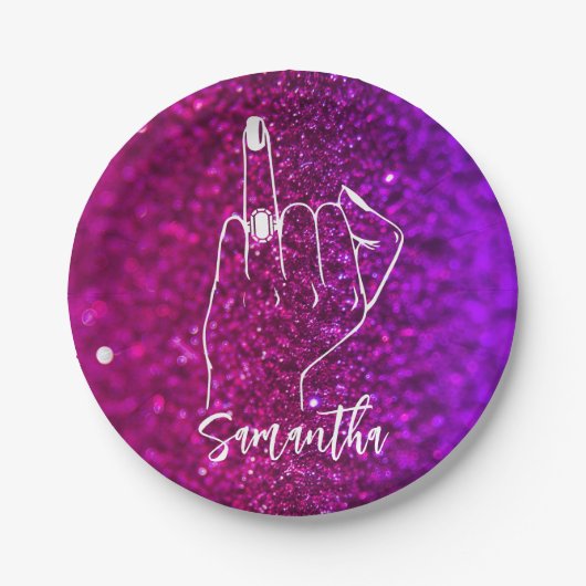 Paarse roze bachelorette | Bridal Partij Papieren Bordje (Voorkant)