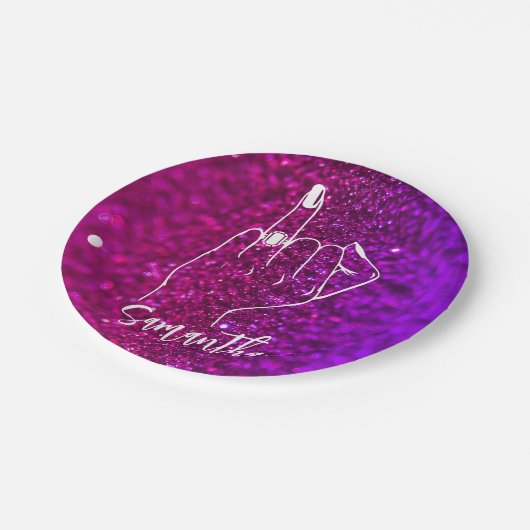 Paarse roze bachelorette | Bridal Partij Papieren Bordje (Gekanteld)