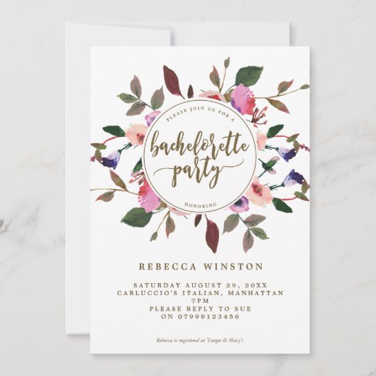 paarse roze bachelorette kaart (Voorkant)