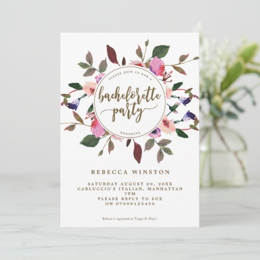 paarse roze bachelorette kaart (Staand voorkant)