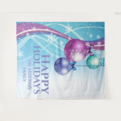 Paarse roze ballen sneeuwvlok Kerstgroet Wandkleed (Voorkant (horizontaal))