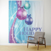 Paarse roze ballen sneeuwvlok Kerstgroet Wandkleed (In situ)