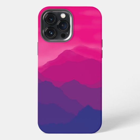 Paarse Roze Berg Gradiënt iPhone Hoesje (Achterkant)