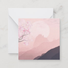 Paarse Roze Bergen en Zon Horizon Notitiekaartje