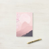 Paarse Roze Bergen en Zon Horizon Post-it® Notes (Op bureau)