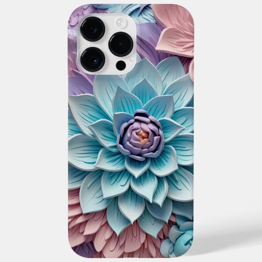 PAARSE ROZE BLAUW 3-D PAPIEREN LOOK BLOEMEN Case-Mate iPhone CASE (Achterkant)