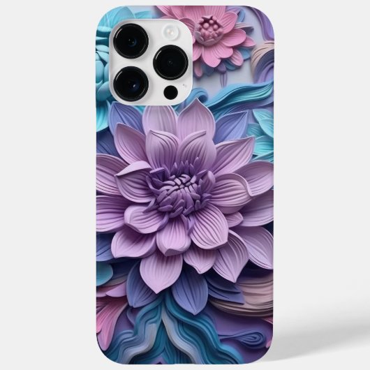 PAARSE ROZE BLAUW 3-D PAPIEREN LOOK BLOEMEN Case-Mate iPhone CASE (Achterkant)