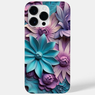 PAARSE ROZE BLAUW 3-D PAPIEREN LOOK BLOEMEN Case-Mate iPhone 14 PRO MAX HOESJE