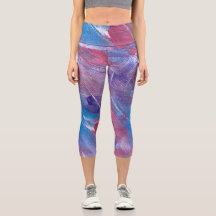 Paarse Roze Blauw Abstract High Waisted Capris