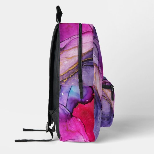 Paarse, Roze & Blauw gemarmerd Bedrukte Rugzak (Links)