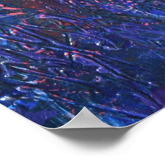 Paarse Roze Blauw Getextureerd Abstract Schilderen Poster (Hoek)