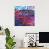 Paarse Roze Blauw Getextureerd Abstract Schilderen Poster (Thuiskantoor)