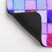 Paarse roze blauw hart gingham Muismat (Hoek)