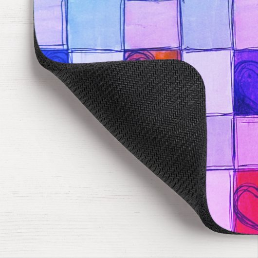 Paarse roze blauw hart gingham Muismat (Hoek)