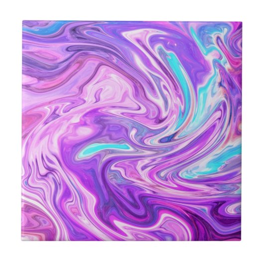 Paarse Roze Blauw Marmeren Ceramische Tegel Abstra Tegeltje (Voorkant)
