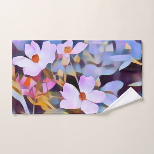 Paarse Roze Blauw Mooie Bloemen Handdoek (Handdoek)