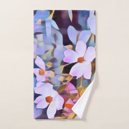 Paarse Roze Blauw Mooie Bloemen Handdoek (Handdoek)