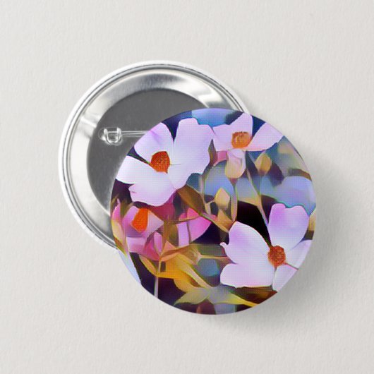 Paarse Roze Blauw Mooie Bloemen Ronde Button 5,7 Cm (Voorkant /achterkant)