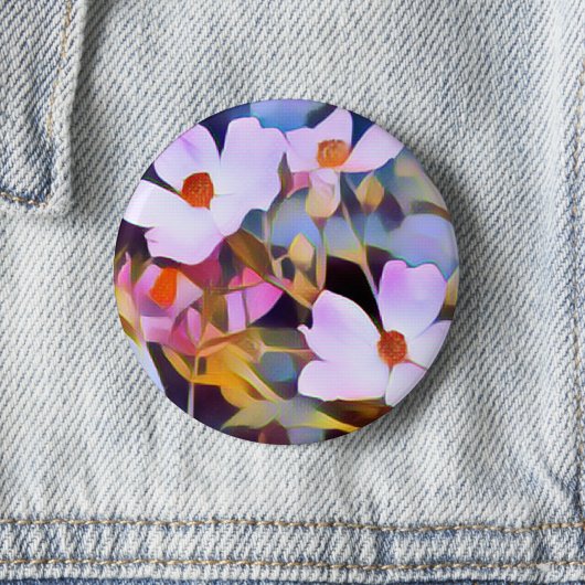 Paarse Roze Blauw Mooie Bloemen Ronde Button 5,7 Cm