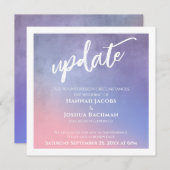 Paarse, Roze Blauw Uitgestelde Bruiloft Update Kaa Kaart (Voorkant / Achterkant)