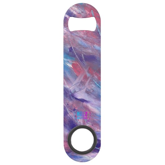 Paarse roze blauw witte flesopener speed flessenopener (Voorkant)
