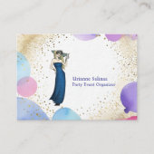 Paarse Roze Blauwe Ballon Stijlvolle feestorganisa Visitekaartje (Voorkant)