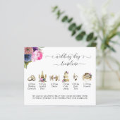 Paarse, roze, blauwe bruiloft tijdlijn en programm (Staand voorkant)