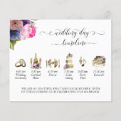 Paarse, roze, blauwe bruiloft tijdlijn en programm (Voorkant)