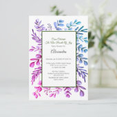 Paarse roze blauwe eucalyptus Baby shower uitnodig (Staand voorkant)