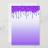 Paarse Roze & Blauwe Glitter Drip Sweet 16 Party Kaart (Achterkant)