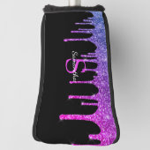 Paarse Roze Blauwe Glitter Druppels Monogram Naam Golfheadcover (Draai 90)