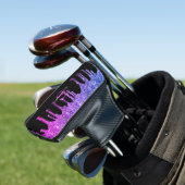 Paarse Roze Blauwe Glitter Druppels Monogram Naam Golfheadcover (Insitu)