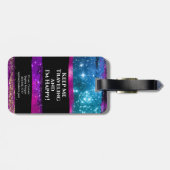 Paarse roze blauwe glitter sterren Naam penseelstr Bagagelabel (Achterkant horizontaal)