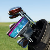 Paarse roze blauwe glitter sterren Naam penseelstr Golfheadcover (Insitu)