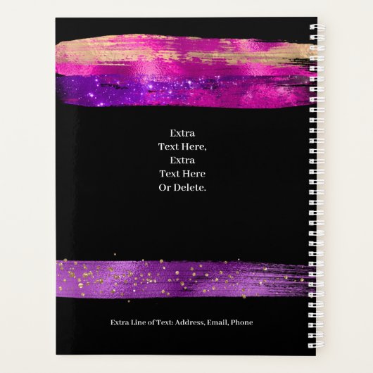 Paarse roze blauwe glitter sterren Naam penseelstr Planner (Achterkant)