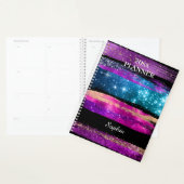 Paarse roze blauwe glitter sterren Naam penseelstr Planner (Display)