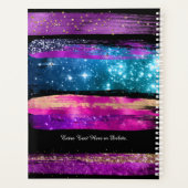 Paarse roze blauwe glitter sterren Naam penseelstr Planner (Achterkant)