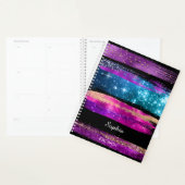 Paarse roze blauwe glitter sterren Naam penseelstr Planner (Display)