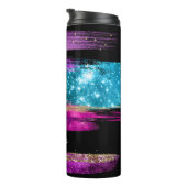 Paarse roze blauwe glitter sterren Naam penseelstr Thermosbeker (Geroteerd rechts)