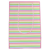 Paarse roze blauwe groene geel gestreept Sjabloon Medium Cadeauzakje (Achterkant)