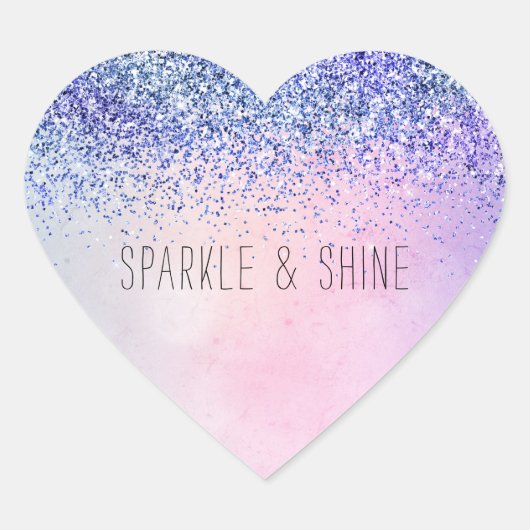 Paarse roze blauwe ombre Glitter Hart Sticker (Voorkant)