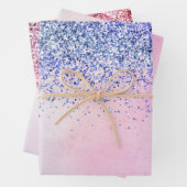 Paarse roze blauwe ombre Glitter Inpakpapier Vel (In situ)