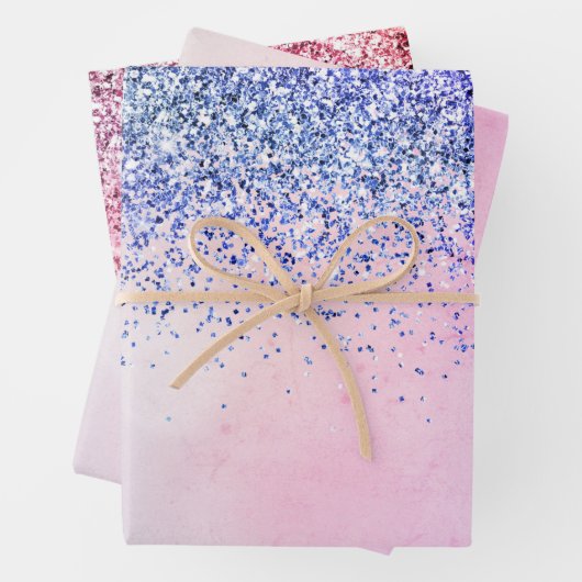 Paarse roze blauwe ombre Glitter Inpakpapier Vel (In situ)