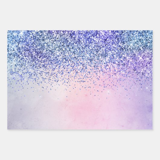 Paarse roze blauwe ombre Glitter Inpakpapier Vel (Voorkant)