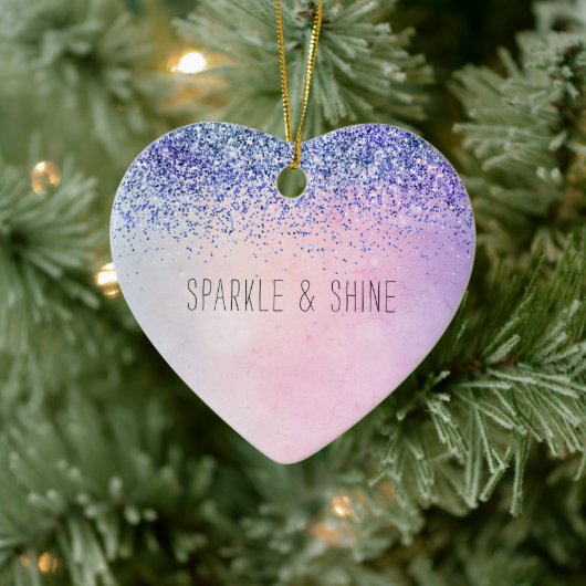 Paarse roze blauwe ombre Glitter Keramisch Ornament (Boom)