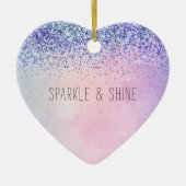Paarse roze blauwe ombre Glitter Keramisch Ornament (Voorkant)