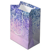 Paarse roze blauwe ombre Glitter Medium Cadeauzakje (Voorkant Gekanteld)